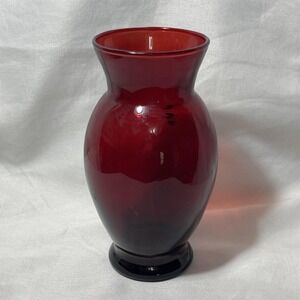 Vintage 6.5" Anchor Hocking Royal Ruby Anchor glass Red Glass Vase 1950s